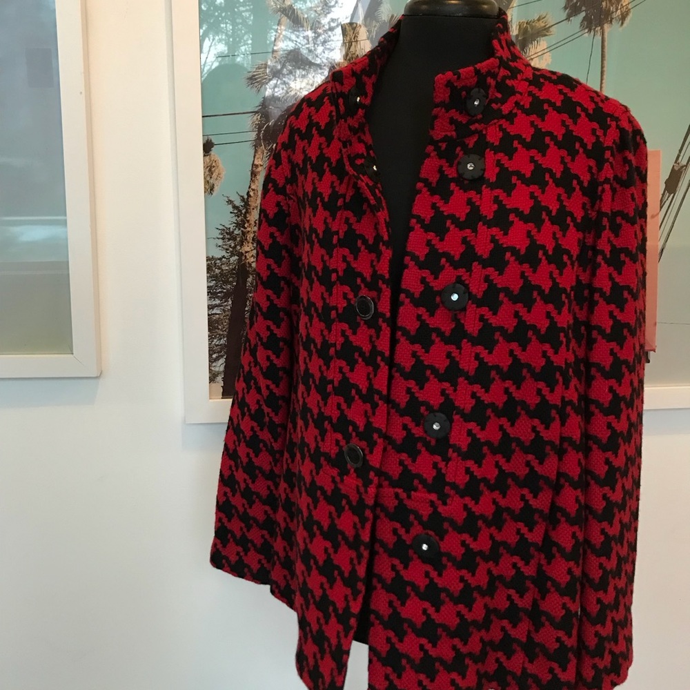 Madison Hill Red & Black Houndstooth Blzer Sz M